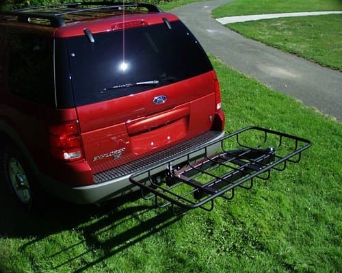 *Swingaway Cargo Carrier* This cargo rack is perfect for carrying bulky items that won't fit in a box. Load your tray and swing it out for ultimate convenience.