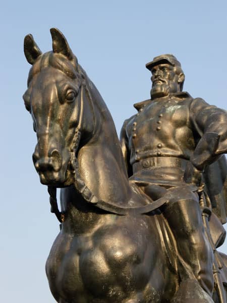 In Manassas, Virginia, this bronze statue of General Thomas J. "Stonewall" Jackson astride his horse "Little Sorrel" commemorates the Civil War Battle of Bull Run