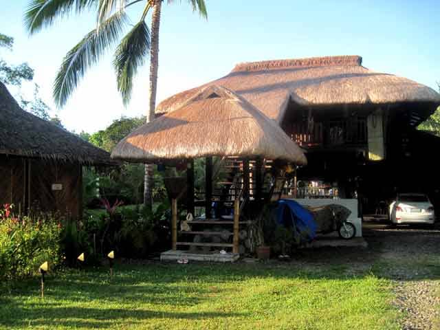 This is the 2nd building we put in made of bamboo and native woods and cogon grass as thatch for the roof.