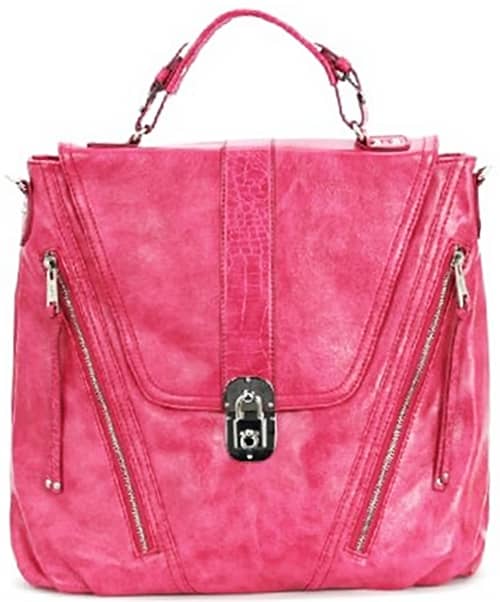Melie Bianco Top Handle Bag with Front Flap and Lock - Fuchsia - 2013 Best Gift Ideas for Women - Fashion Accessories, by Rosie2010