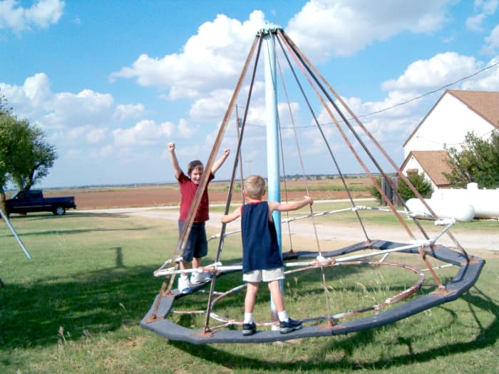 I don't currently have a picture of the kind of "merry go round" I am thinking was the more common type from when I was younger.