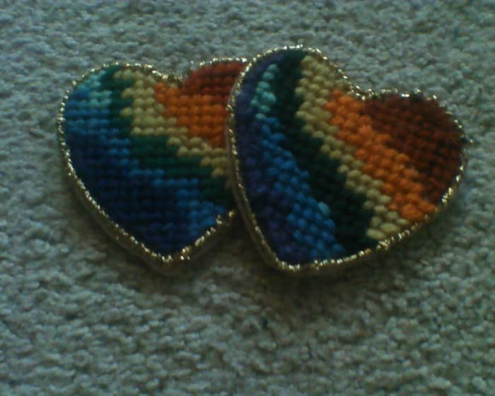 Hearts stitched for my daughter's Kindergarten teachers as an end-of-year 'thank you' gift