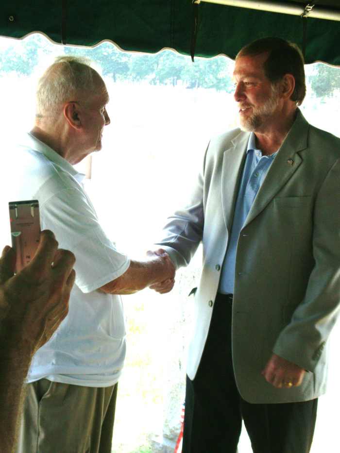 Grandson of Shamus O'Brien, William F. Torpey, left, with Yonkers, N.Y., Mayor Philip A. Amicone, who attended the Tombstone Dedication for the onetime lightweight champion boxer and issued a proclamation honoring him.