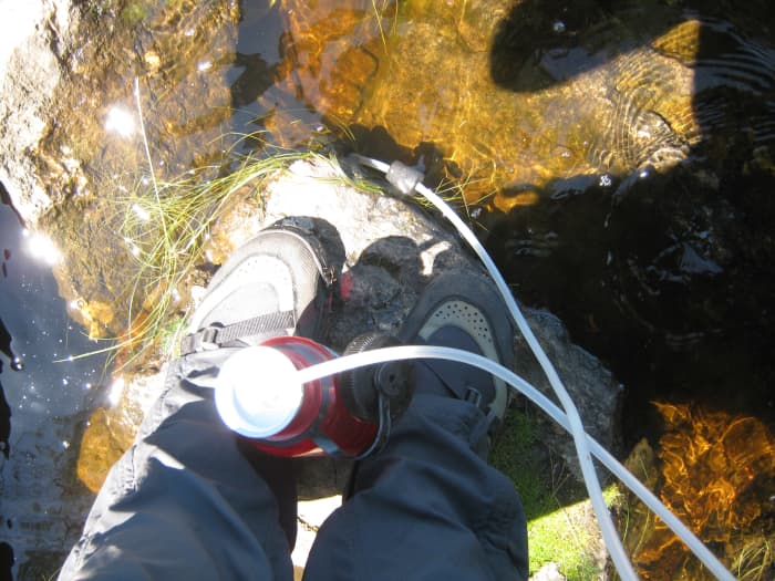 Water filters like the Katadyn Hiker remove particulates and make most water safe to drink.