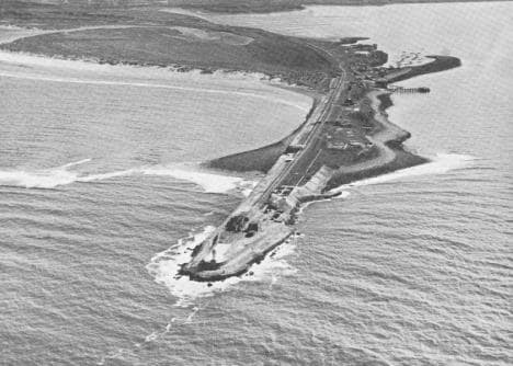 Aerial view of the South Gare in the course of construction - top right is Paddy's Hole with the inshore fishing boat haven