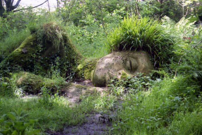 The Mud Maid, mud sculpture by Sue Hill and Pete Hill in The Lost Gardens of Heligan, a Victorian style botanical garden in the U.K.
