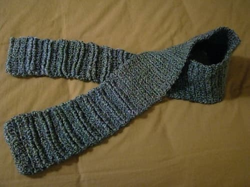 Dara's scarf is a modified version of the free pattern from Lion Brand called Reverse Single Crochet Hat & Scarf Set .