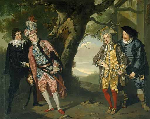 Act 3, Sc. 4 - Viola as Cesario, as reluctant to fight as Sir Andrew Aguecheek is - Francis Wheatley
