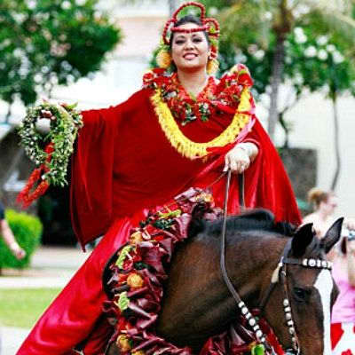 Aileen Kiesel, serving as princess of the island of Hawaii in Honolulu's King Kam Parade