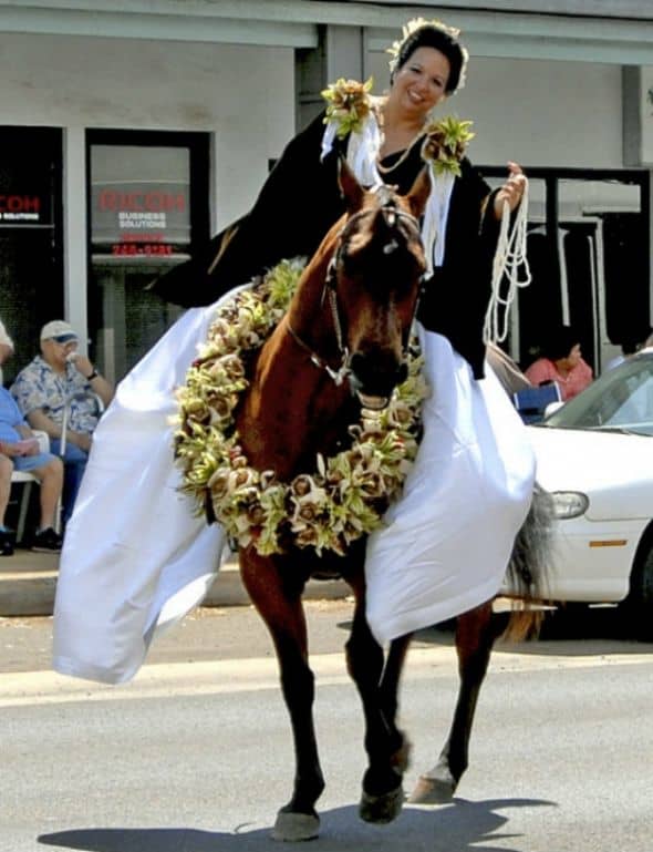 Pau Princess Pau Rider Representing Island of Niihau in Kauai's King Kamehameha Day Parade