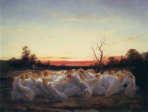 Meadow Elves is the name of this picture by Nils Brommer, but I think it should be Meadow Fairies. I found this picture on Wikipedia.