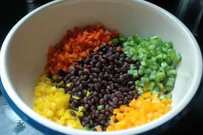 Add fruit such as the pineapple and peaches shown here -- fruity corn salad is especially delicious with chicken and fish.