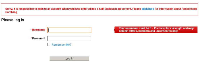  Si vous essayez d'accéder à votre compte William Hill suite à l'auto-exclusion, vous verrez ce message d'erreur
