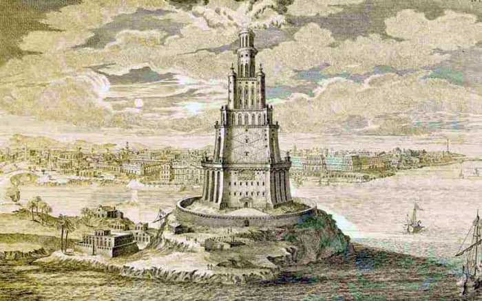 A tsunami, caused by the August 1303 Crete earthquake, destroyed all but the lowest tier of the Pharos or the famed lighthouse of Alexandria (one of the ancient wonders of the world).