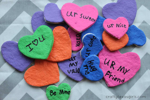 Salt Dough is always fun to work with. Learn how to make these sweet little Valentine's Day hearts at craftytexasgirls.com