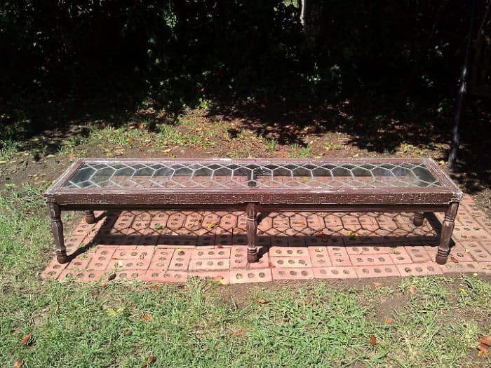 This coffee table was a custom job for a customer built from an old lead crystal window. It is one of my favorite pieces.