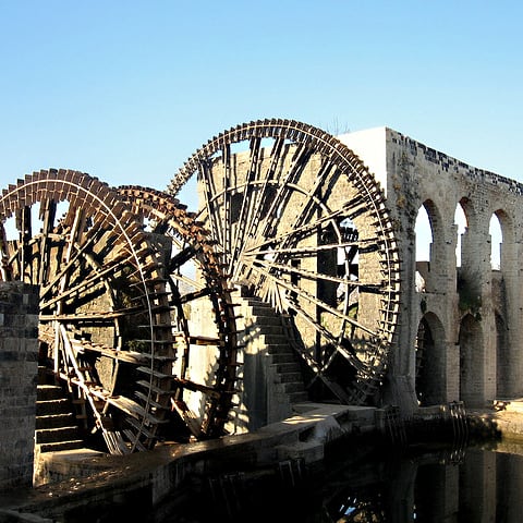 The Norias - waterwheels - of Hama. Still working after hundreds of years but under attack during the Syrian Civil War