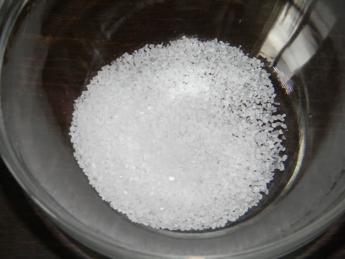 Pour Sea Salt into a bowl - the salt is a great exfoliant. It's great for removing old, dead skin cells from your face.