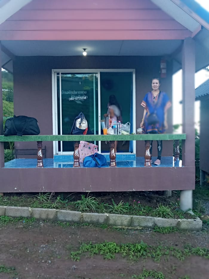 Our lodging for the night on Phu Thap Boek. My wife is on the porch and my daughter is inside.
