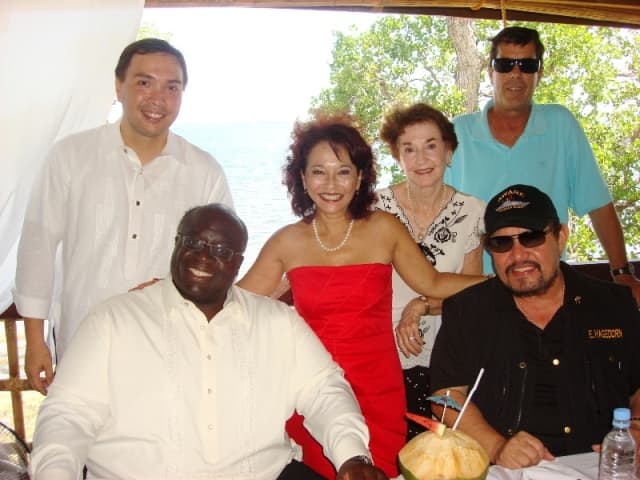 Helen Limjoco wth US Ambassador Harry K Thomas, Jr., at Badjao Seafront Restaurant in Puerto Princesa Palawan with our electric Tricycles.