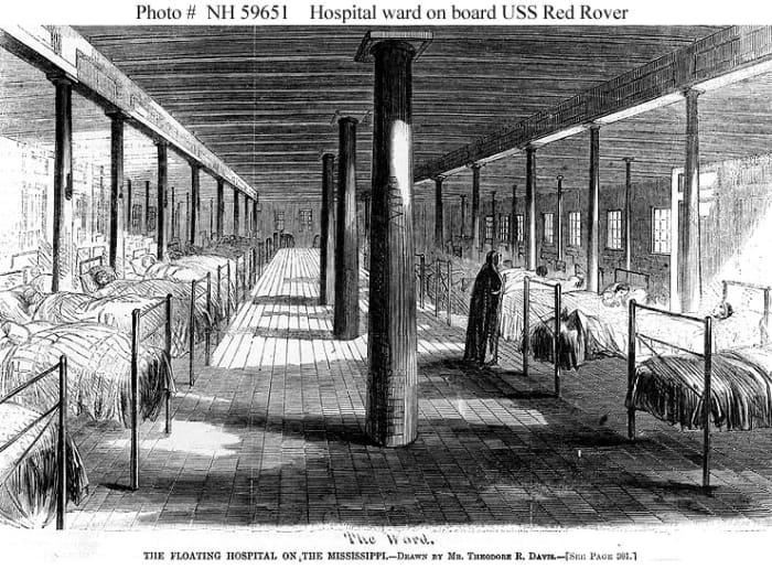 USS Red Rover, which sailed 1862-1865, illustrated by Theodore R. Davis. The picture is a ward on this early US hospital ship. Health related Centers of Excellence develop better healthcare practices for current and future needs.