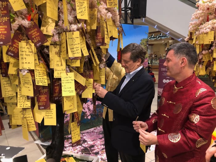 Toronto mayor John Tory participating in the Chinese New Year festivities at Scarborough Town Centre