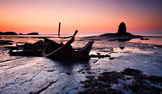 Black Nab in Saltwick Bay, where Dracula came ashore from the wreck of his ship. It's possible Stoker saw the remains of a wooden-hulled ship like this one and the idea germinated...