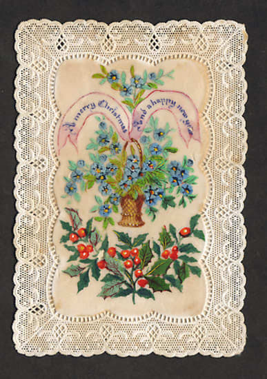 This Victorian Christmas Card from 1870 is in the public domain in the United States because the copyright has expired.