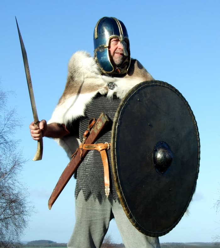 Mercian thegn in war gear - the helm shape is similar to one found at Coppergate, York