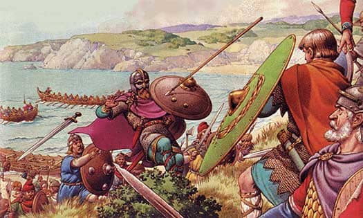 Aelle of the South Saxons directing his men against the invading West Saxons under...