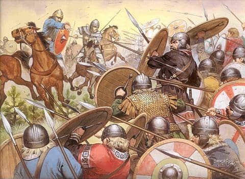 Inter-Saxon warfare - it had to come to this, Wessex took on the other Saxon enclaves (East, Middle and South Saxons), ending with Wessex's domination of the southern British Germanic kingdoms. Mercia blocked the way north for generations to come