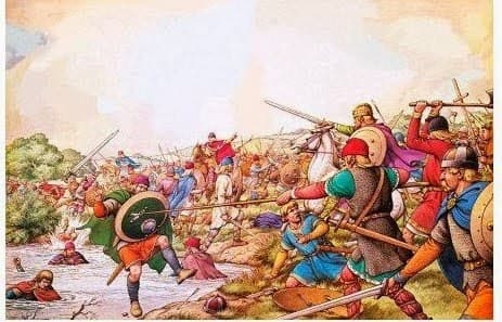 The Battle of the Winwaed (near modern-day Leeds) in which Oswy defeated Penda - his brother's killer - and his Mercians weighed down by the treasures he had used to buy off Penda and his allies in Bernicia