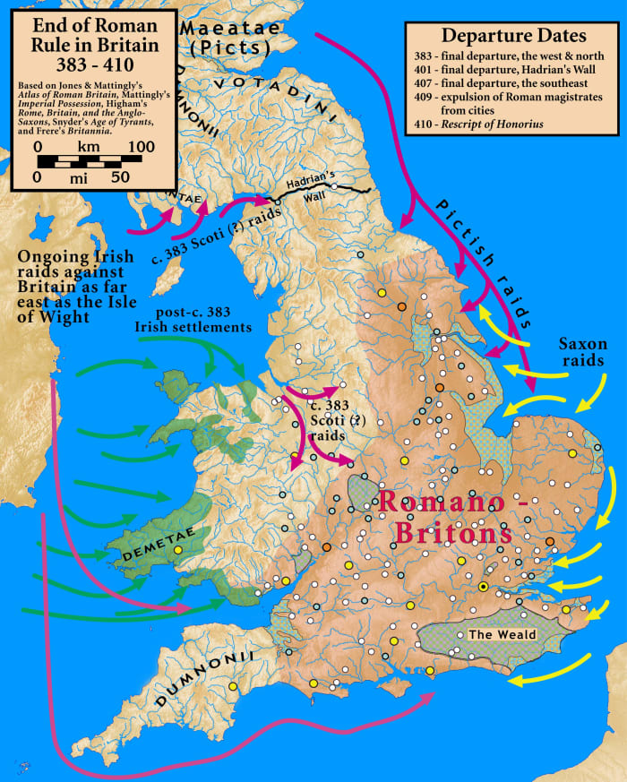 The last couple of decades of Roman rule in Britain saw a gradual withdrawal in their military presence. What came in place of men from the Mediterranean region were men from the bounds north of the empire