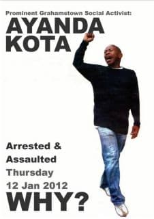 The government's Assault on the Poor is Ongoing and intensifying as in the case of Ayanda Kota who has been Arrested,tortured, assaulted