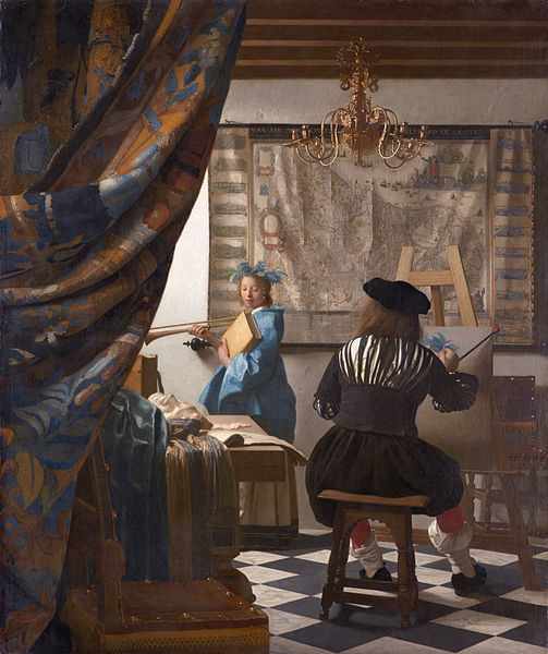 Some critics think this could be Vermeer, back against us, refusing to reveal his looks.