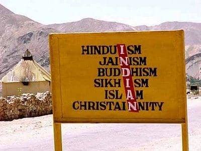 The picture (containing names of 6 religions) clearly shows the religious diversity and unity of India