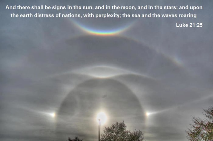 This spectacular sun-dog was photographed near New York less than 48 hours before hurricane Sandy hit.It is not a chembow, though sometimes these events are misidentified as such.
