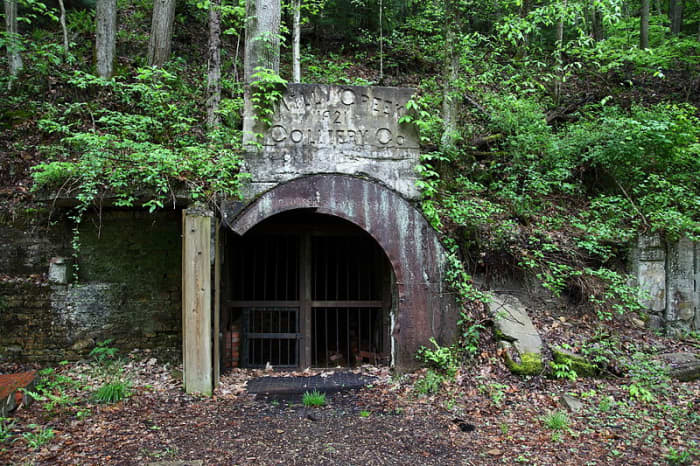 Abandoned coal mine within Hawk's Nest State Park