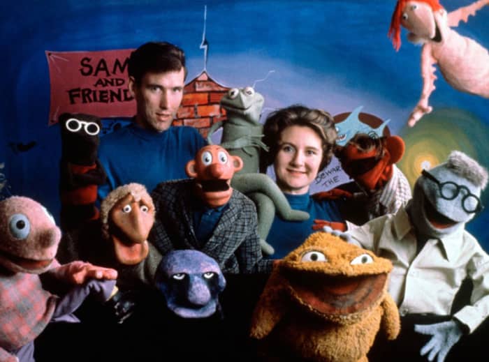 Jane Henson with husband Jim on their first show, Sam and Friends, circa 1960.