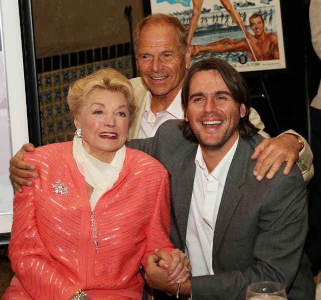 Actress Esther Williams, her husband Edward Bell and her stepson attend the 87th annual installation and awards luncheon for the Hollywood Chamber of Commerce at the Hollywood Roosevelt Hotel on April 9, 2008 in Hollywood, California.