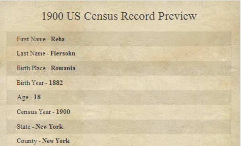 http://www.censusrecords.com/Search?FirstName=Reba&LastName=Fiersohn&State=New%20York&CensusYear=1900