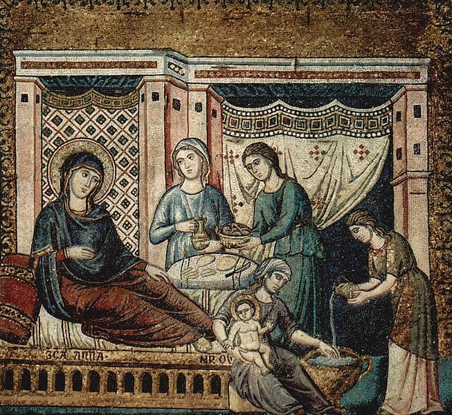 Pietro Cavallini, Nativity of Christ (a. 1296), Rome Church of Santa Maria in Trastevere