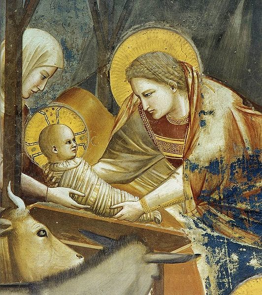 Giotto, Nativity and the Shepherds Announcement (1305), Padua Cappella degli Scrovegni - Detail