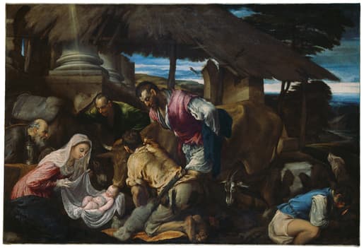 Jacopo Bassano, Adoration of the Shepherds (a. 1563), Winterthur Oskar Reinhart Collection