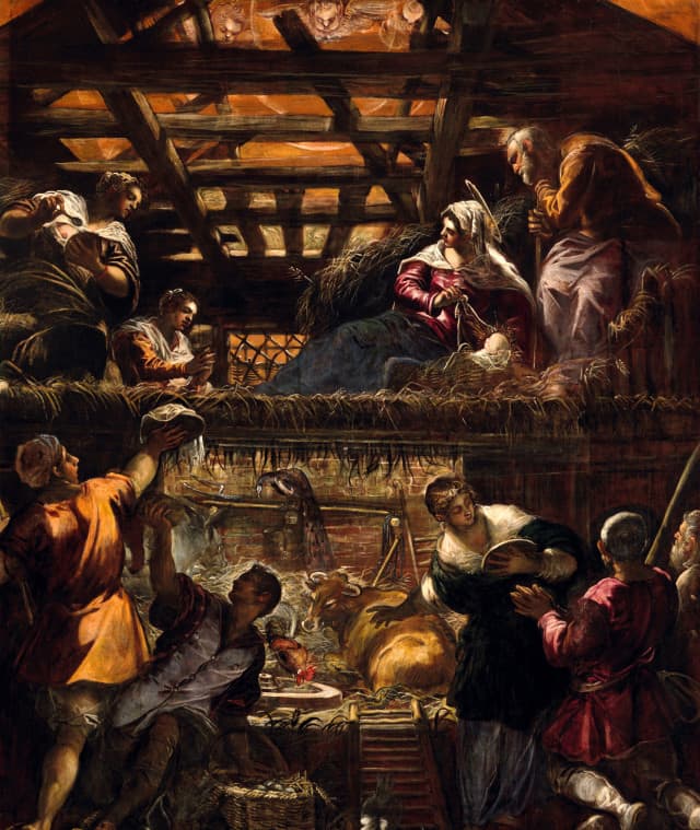 Jacopo Tintoretto, Adoration of the Shepherds (a. 1580), Venice Scuola Grande di San Rocco