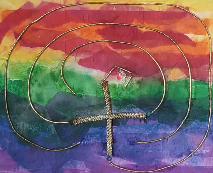 Rainbow finger labyrinth path created by seafarer Mama. Each week I get together to walk my finger labyirnth with other fellow walkers on the path online through Veriditas.org.