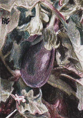 Eggplant on the Vine by Robert A. Sloan, from a photo reference in the Reference Image Library on WetCanvas.com