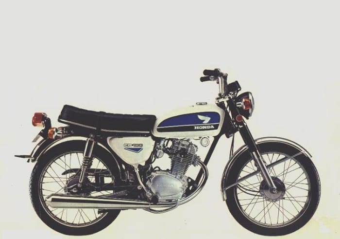 This is the memorable CB100 from 1972, but the same engine still powers hundreds of thousands of motorcycles across Asia today.
