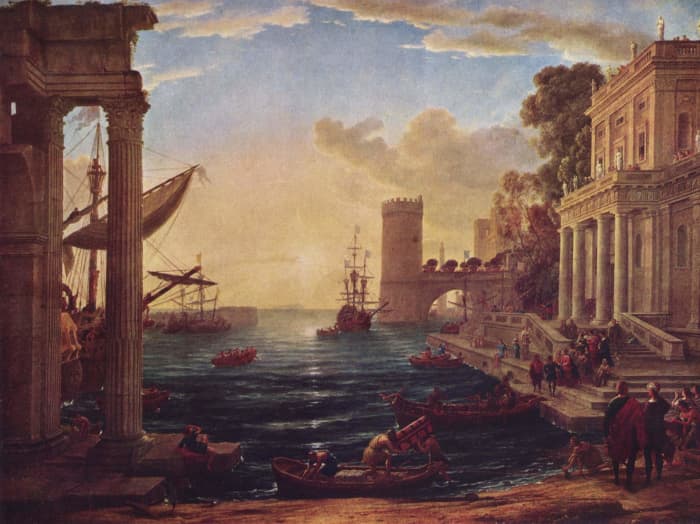 Claude Lorrain "Seaport with the Embarkation of the Queen of Sheba" 1648; The National Gallery, London