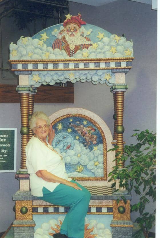 My mother couldn't resist having her photo taken in this enchanting chair. A child will want to return to a place with such fanciful and lovely things to entice and inspire them.